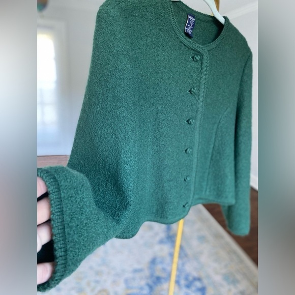 100% Wool Lands End Cardigan Blazer Scandi Structured Dark Academia Winter Fall - Picture 4 of 9